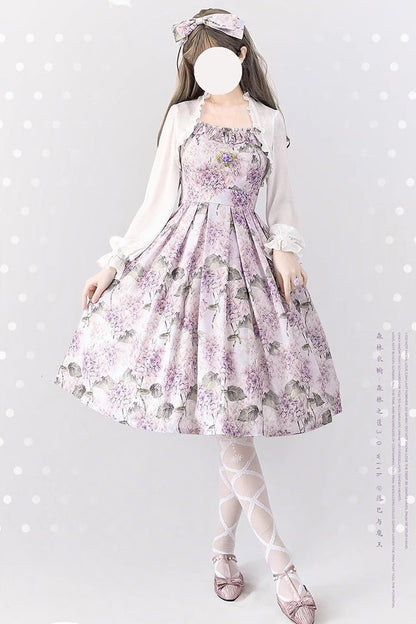 Lolita Jumper Skirt - Forest Basket, Purple, Printed, Sweet Style, Bow Detail - additional product view 2