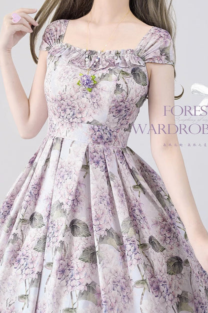 Lolita Jumper Skirt - Forest Basket, Purple, Printed, Sweet Style, Bow Detail - additional product view 4