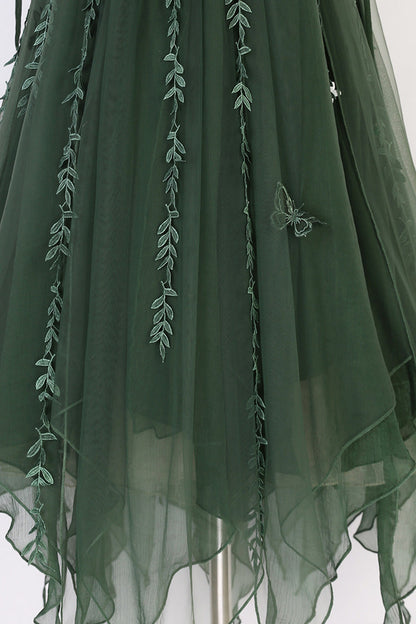 Lolita Jumper Skirt - Forestry Asymmetric Hem, Green, Bow Detail, Sweet Style - additional product view 16