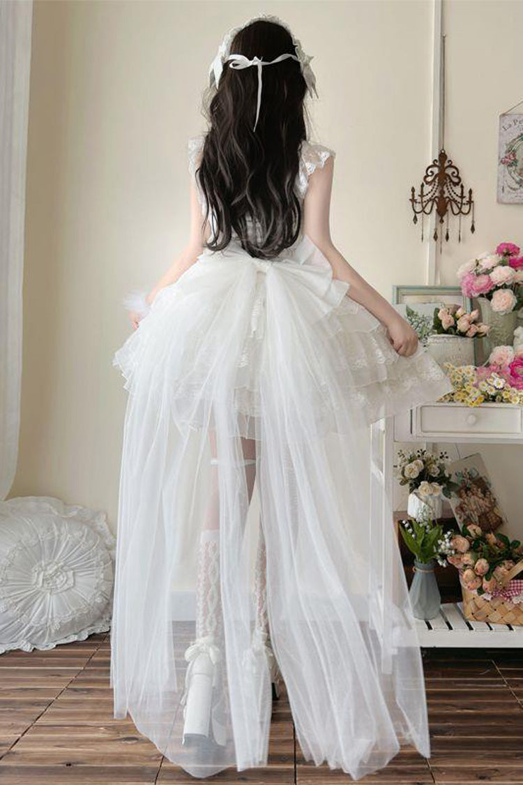 Lolita Jumper Skirt - From Broken Wings To Rebirth, White, Layered, Lace-Up, Gothic Style - additional product view 6