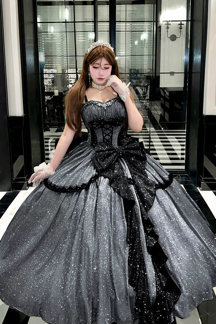 Lolita Jumper Skirt - Galaxy Of Fallen Tears, Gray, Bow Detail, Ruffled, Sweet Style - additional product view 10