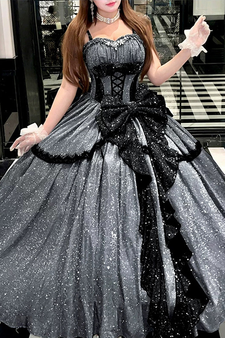 Lolita Jumper Skirt - Galaxy Of Fallen Tears, Gray, Bow Detail, Ruffled, Sweet Style - additional product view 12