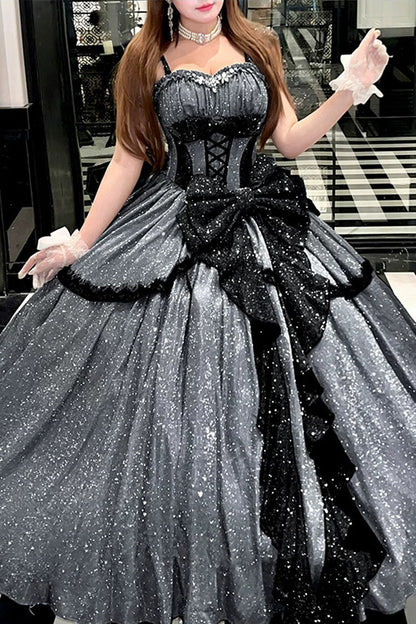 Lolita Jumper Skirt - Galaxy Of Fallen Tears, Gray, Bow Detail, Ruffled, Sweet Style - additional product view 12