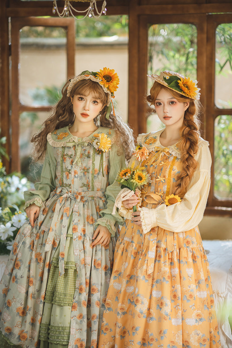 Lolita Jumper Skirt - Gardening Sunflower, Yellow, Ruffled, Printed, Sweet Style - additional product view 11