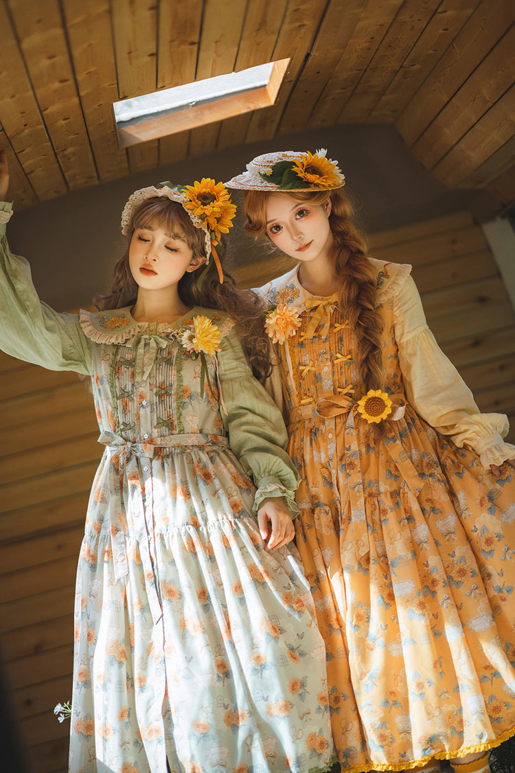 Lolita Jumper Skirt - Gardening Sunflower, Yellow, Ruffled, Printed, Sweet Style - additional product view 14