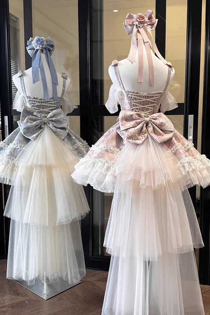 Lolita Jumper Skirt - Girl's Garden Multi-layer, 2 Colors, Bow Detail, Ruffled - additional product view 8