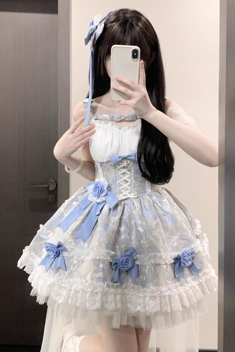 Lolita Jumper Skirt - Girl's Garden Multi-layer, 2 Colors, Bow Detail, Ruffled - main product image
