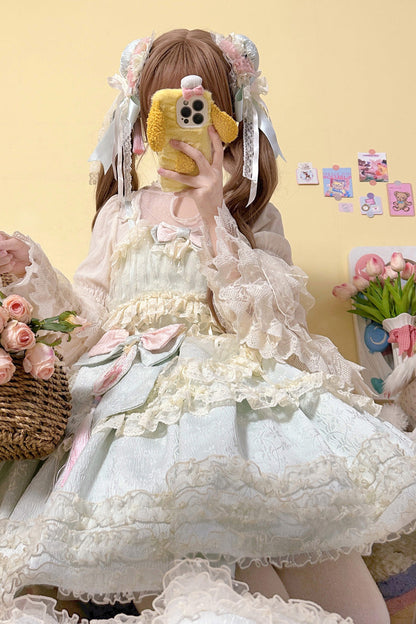 Lolita Jumper Skirt - Good Night, Peach, 3 Colors, Layered, Sweet Style - additional product view 8