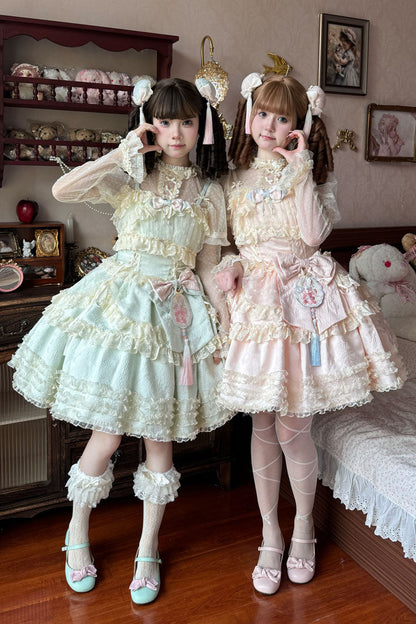 Lolita Jumper Skirt - Good Night, Peach, 3 Colors, Layered, Sweet Style - additional product view 12