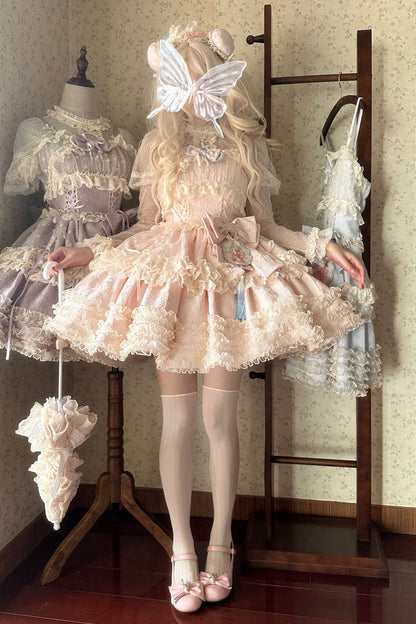 Lolita Jumper Skirt - Good Night, Peach, 3 Colors, Layered, Sweet Style - additional product view 17
