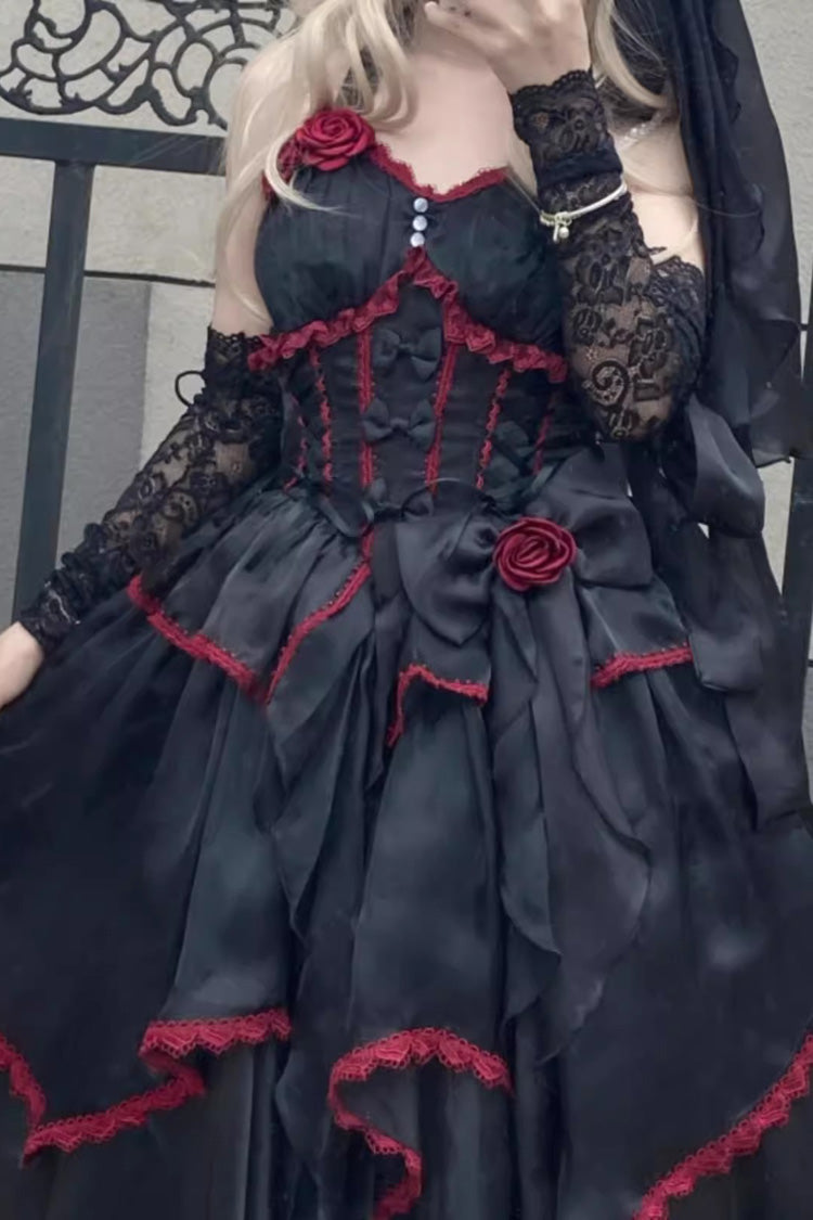 Lolita Jumper Skirt - Gorgeous Hanayome, 6 Colors, Sweet Style, Bow Detail - S Black / M Black / L Black option