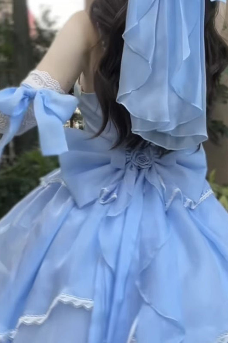 Lolita Jumper Skirt - Gorgeous Hanayome, 6 Colors, Sweet Style, Bow Detail - S Blue / M Blue / L Blue option