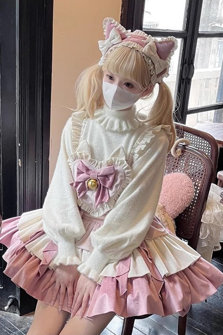 Lolita Jumper Skirt - Gradient Triple-layered, Pink, Sweet Style, Bow Detail, Ruffled - additional product view 5