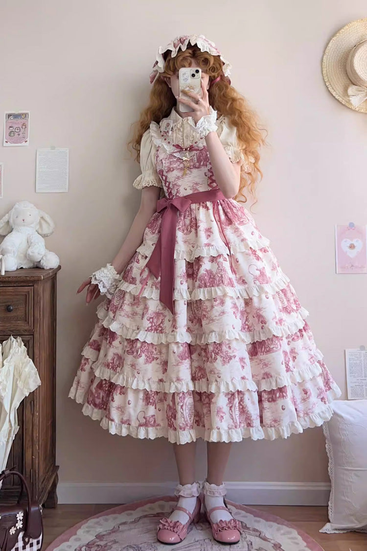 Lolita Jumper Skirt - Grape Moon Almanac, Red, Layered, Adjustable, Sweet Style - additional product view 3