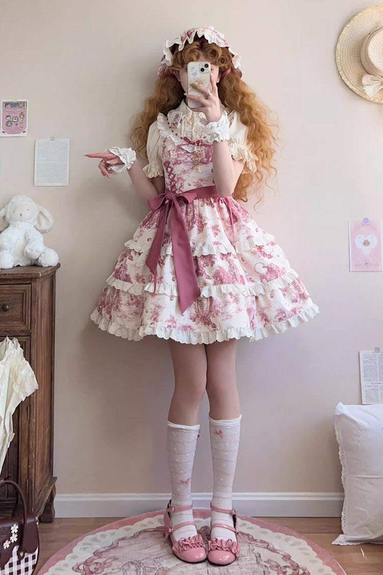 Lolita Jumper Skirt - Grape Moon Almanac, Red, Layered, Adjustable, Sweet Style - additional product view 5