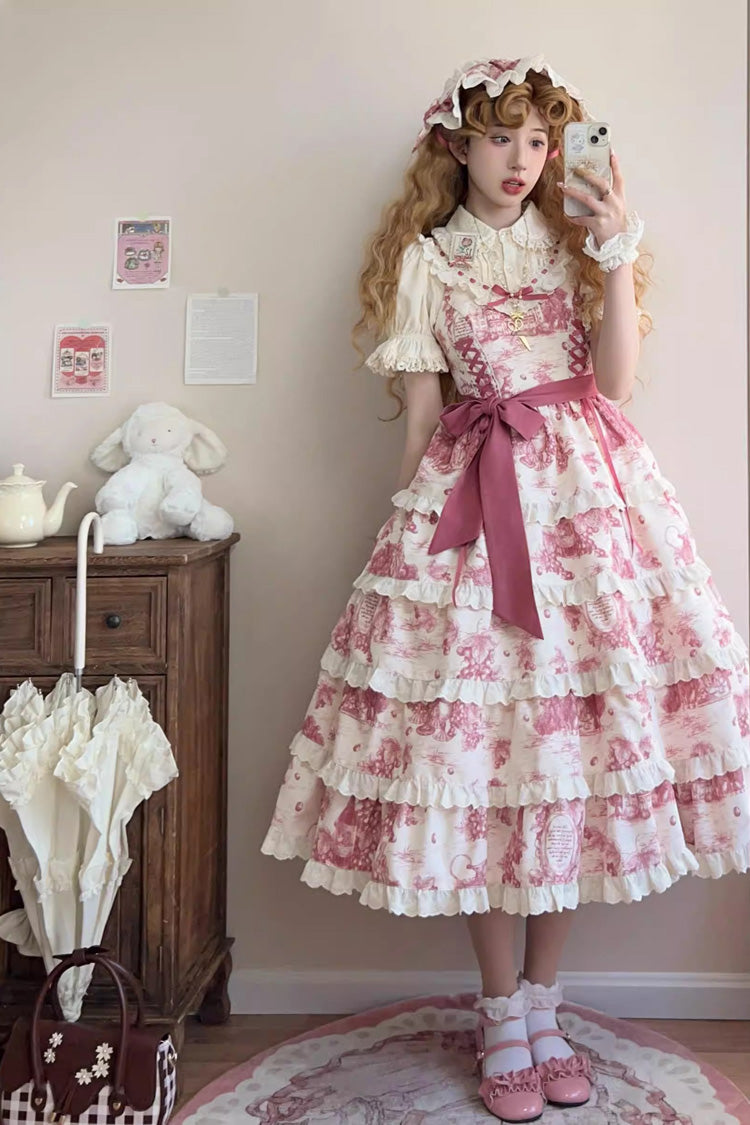 Lolita Jumper Skirt - Grape Moon Almanac, Red, Layered, Adjustable, Sweet Style - additional product view 6
