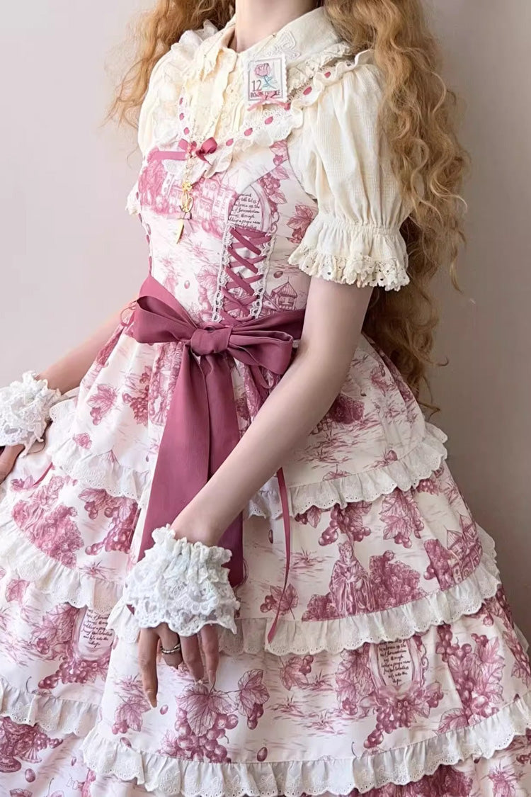 Lolita Jumper Skirt - Grape Moon Almanac, Red, Layered, Adjustable, Sweet Style - additional product view 8