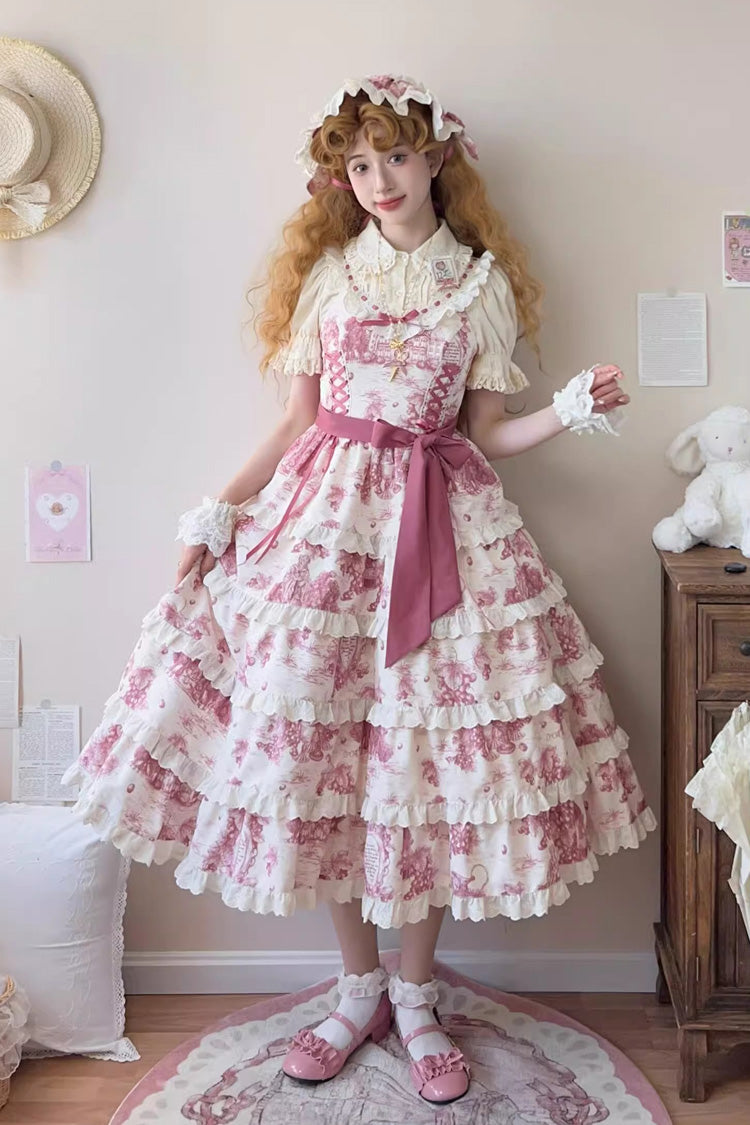 Lolita Jumper Skirt - Grape Moon Almanac, Red, Layered, Adjustable, Sweet Style - main product image