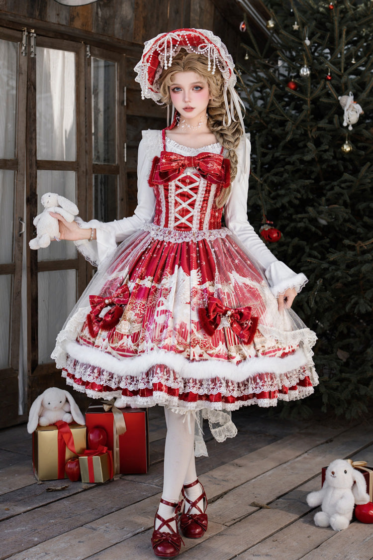 Lolita Jumper Skirt - Happy New Year, Red, Printed, Classic Style, Chinese-Inspired Style - additional product view 5