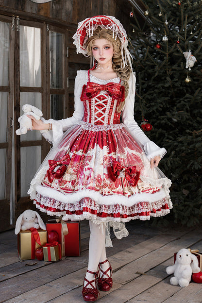 Lolita Jumper Skirt - Happy New Year, Red, Printed, Classic Style, Chinese-Inspired Style - additional product view 5