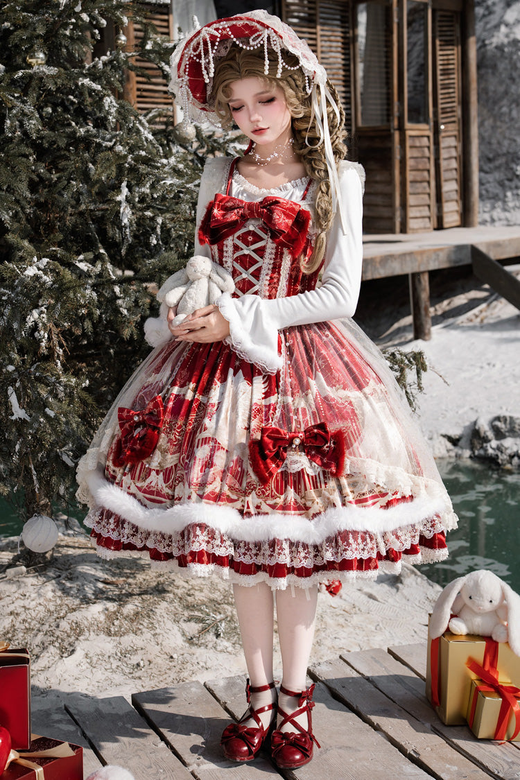 Lolita Jumper Skirt - Happy New Year, Red, Printed, Classic Style, Chinese-Inspired Style - additional product view 6