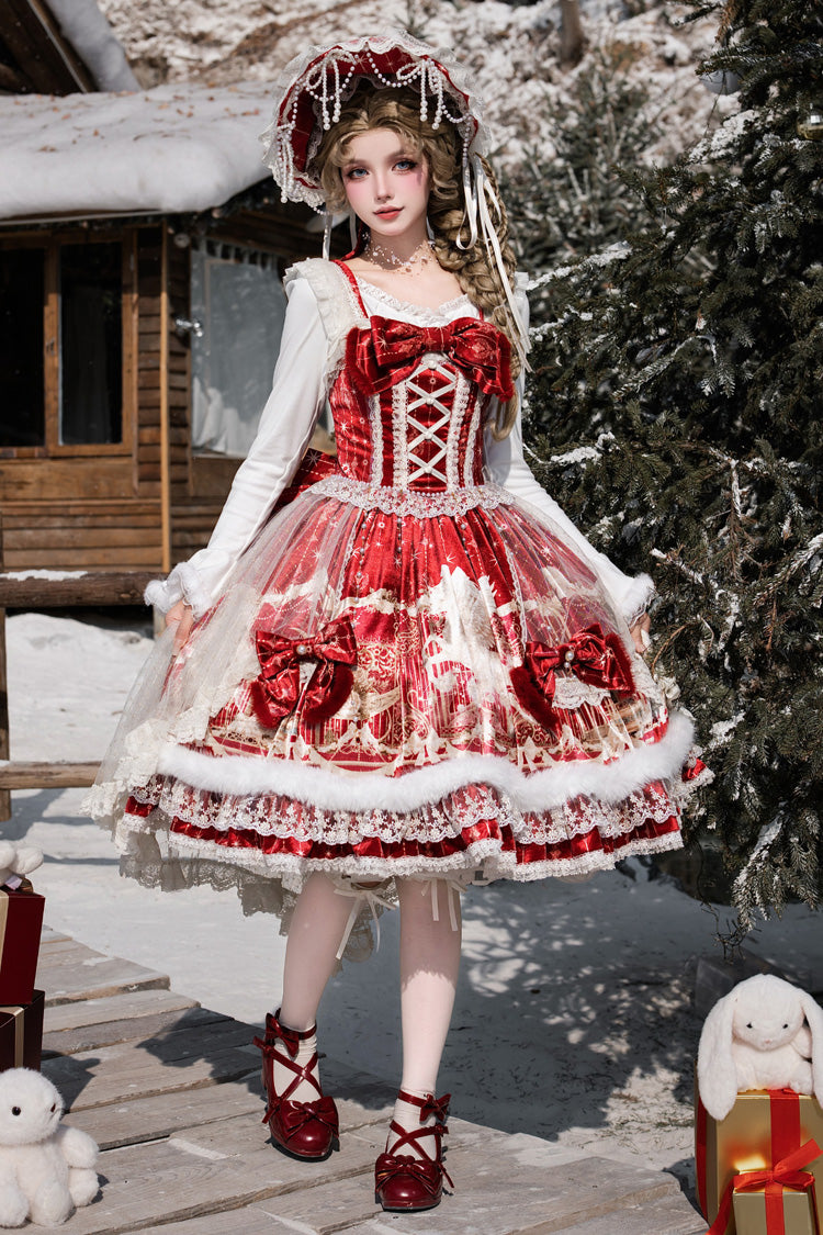 Lolita Jumper Skirt - Happy New Year, Red, Printed, Classic Style, Chinese-Inspired Style - additional product view 7