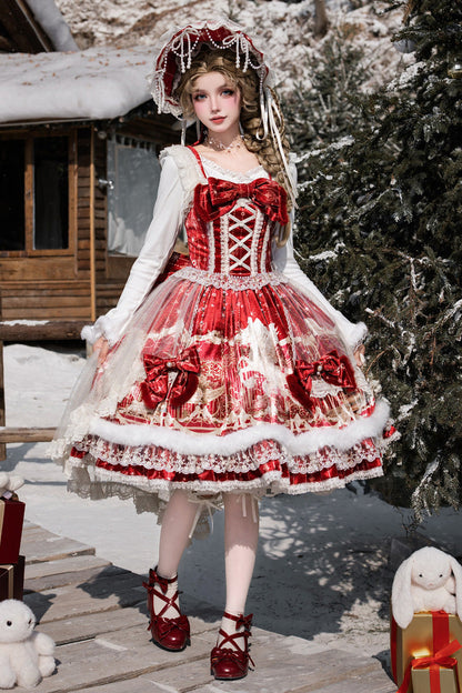 Lolita Jumper Skirt - Happy New Year, Red, Printed, Classic Style, Chinese-Inspired Style - additional product view 7
