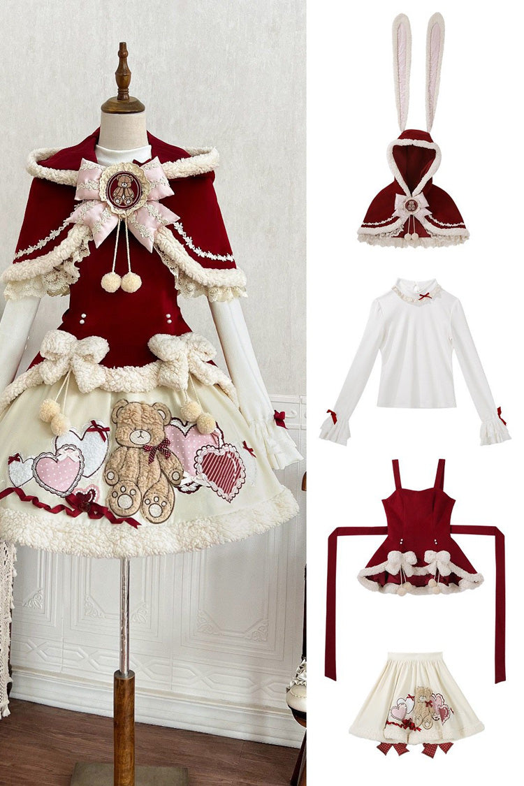 Lolita Jumper Skirt - Heart Bear, 2 Colors, Sweet Style, Embroidered - additional product view 3