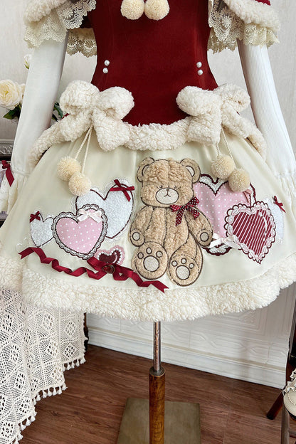 Lolita Jumper Skirt - Heart Bear, 2 Colors, Sweet Style, Embroidered - additional product view 6