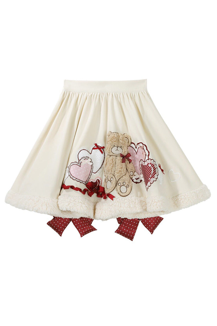 Lolita Jumper Skirt - Heart Bear, 2 Colors, Sweet Style, Embroidered - S Skirt / M Skirt / L Skirt option