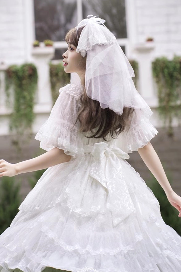 Lolita Jumper Skirt - Iris Love Multi-layer Jacquard, 2 Colors, Sweet Style, Bow Detail - additional product view 8