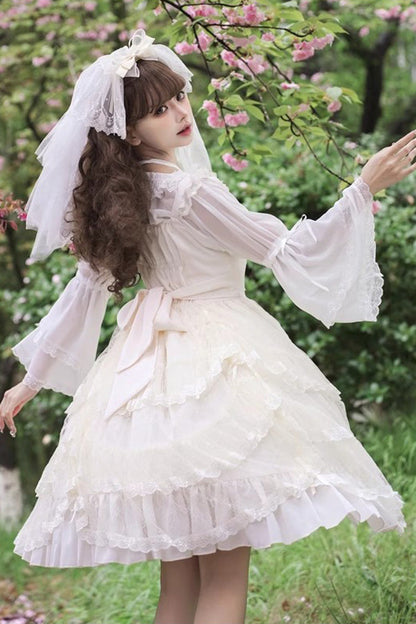 Lolita Jumper Skirt - Iris Love Multi-layer Jacquard, 2 Colors, Sweet Style, Bow Detail - additional product view 11