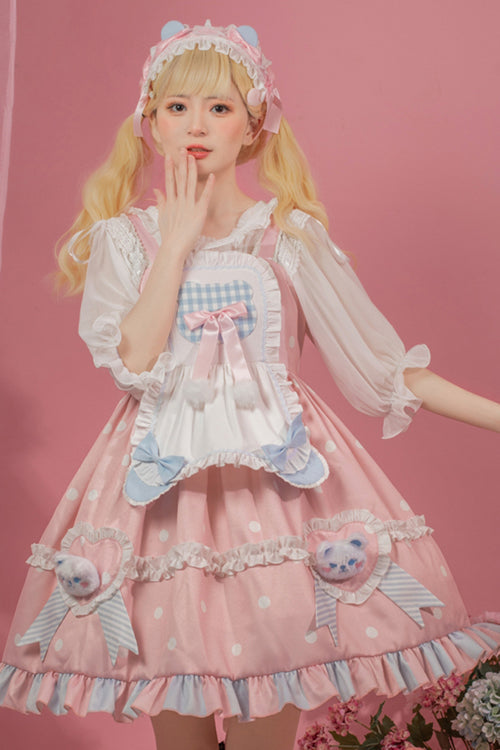 Lolita Jumper Skirt - Jenny Bear Diaries Polka Dot, Pink, Sweet Style, Printed - additional product view 2
