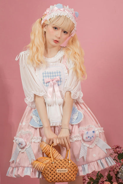 Lolita Jumper Skirt - Jenny Bear Diaries Polka Dot, Pink, Sweet Style, Printed - additional product view 3