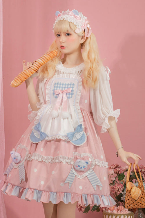 Lolita Jumper Skirt - Jenny Bear Diaries Polka Dot, Pink, Sweet Style, Printed - additional product view 4