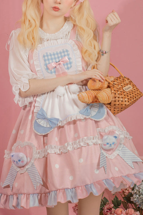 Lolita Jumper Skirt - Jenny Bear Diaries Polka Dot, Pink, Sweet Style, Printed - main product image