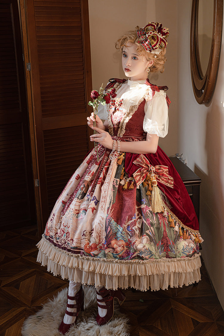Lolita Jumper Skirt - Kaleidoscope Of Dreams, Red, Embroidered, Layered, Classic Style - additional product view 2