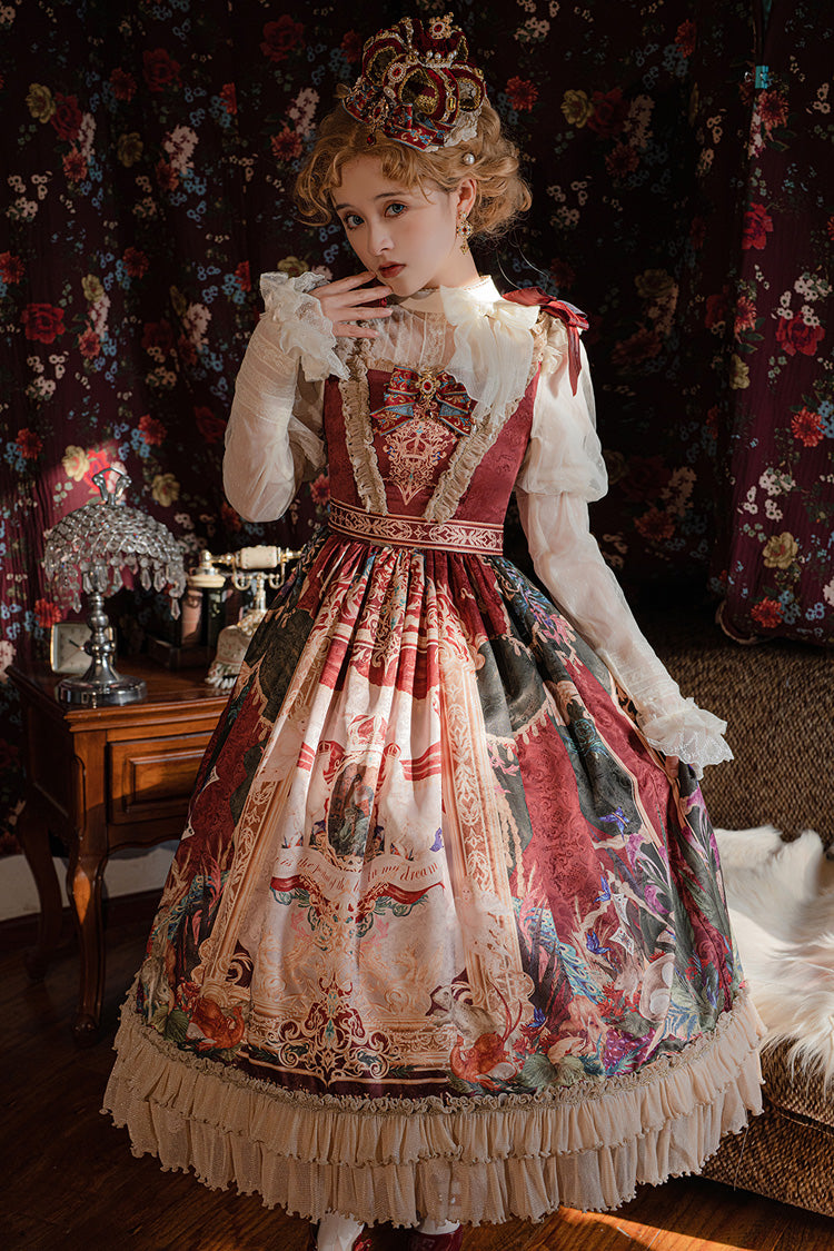 Lolita Jumper Skirt - Kaleidoscope Of Dreams, Red, Embroidered, Layered, Classic Style - additional product view 3