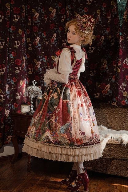 Lolita Jumper Skirt - Kaleidoscope Of Dreams, Red, Embroidered, Layered, Classic Style - additional product view 4