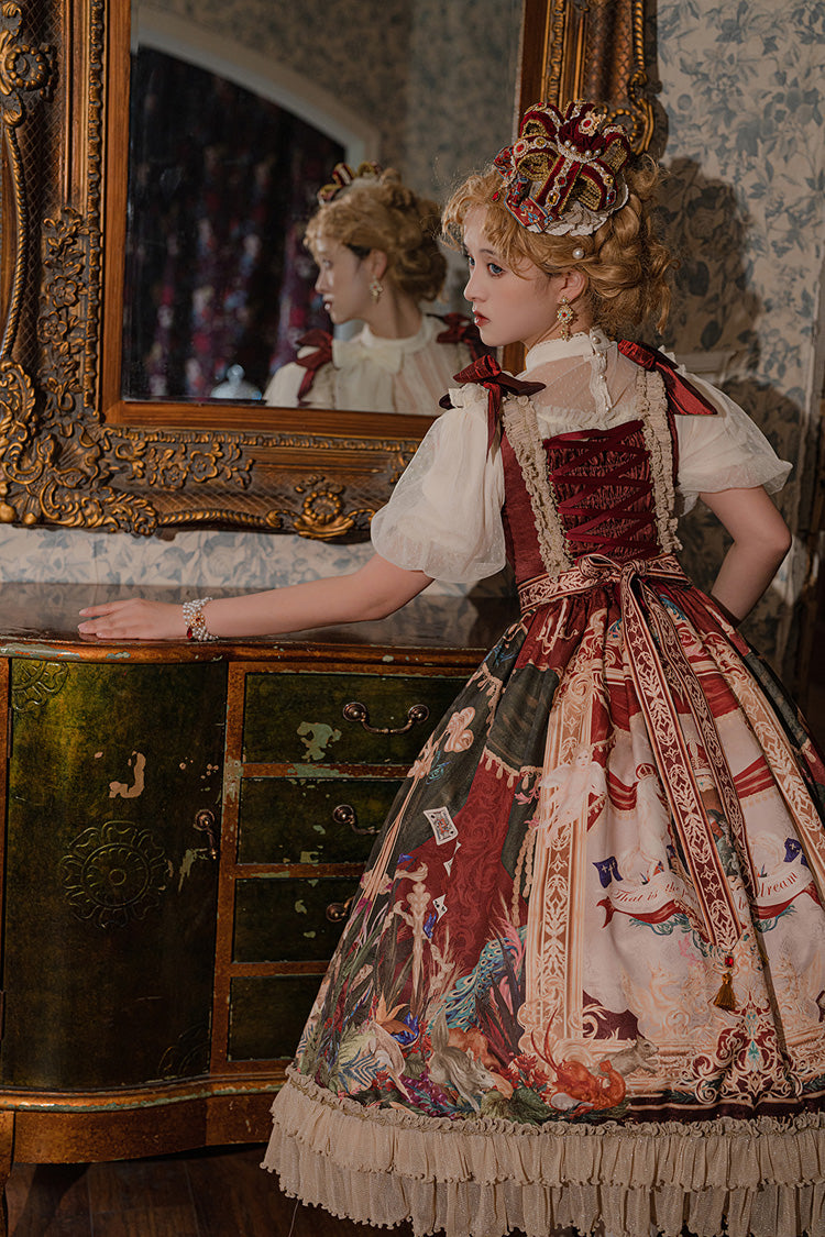 Lolita Jumper Skirt - Kaleidoscope Of Dreams, Red, Embroidered, Layered, Classic Style - additional product view 5