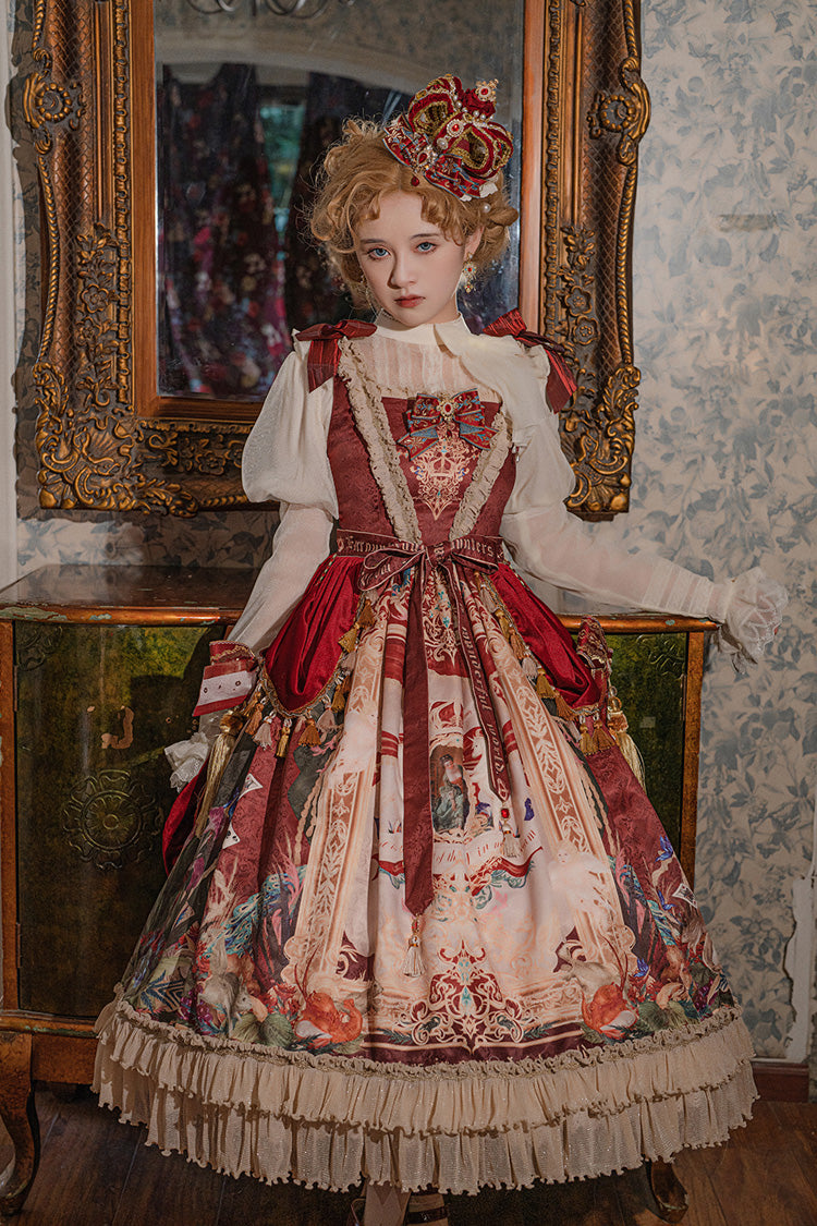 Lolita Jumper Skirt - Kaleidoscope Of Dreams, Red, Embroidered, Layered, Classic Style - additional product view 7