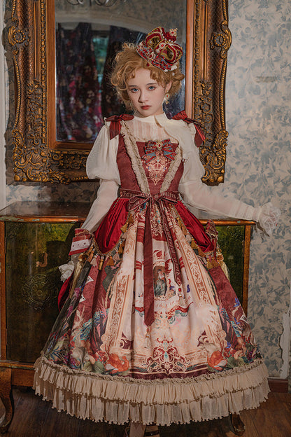 Lolita Jumper Skirt - Kaleidoscope Of Dreams, Red, Embroidered, Layered, Classic Style - additional product view 7