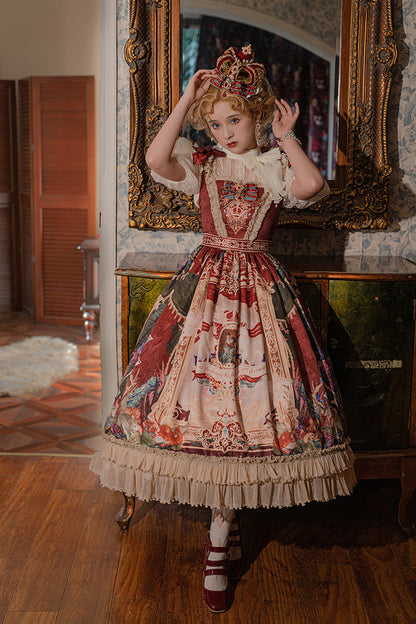 Lolita Jumper Skirt - Kaleidoscope Of Dreams, Red, Embroidered, Layered, Classic Style - additional product view 8