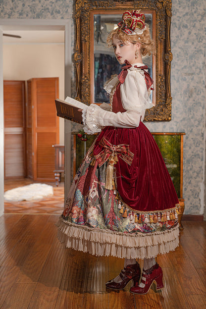 Lolita Jumper Skirt - Kaleidoscope Of Dreams, Red, Embroidered, Layered, Classic Style - additional product view 9