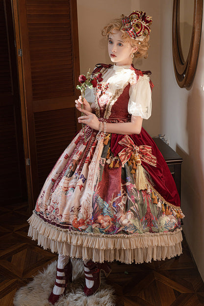 Lolita Jumper Skirt - Kaleidoscope Of Dreams, Red, Embroidered, Layered, Classic Style - additional product view 10