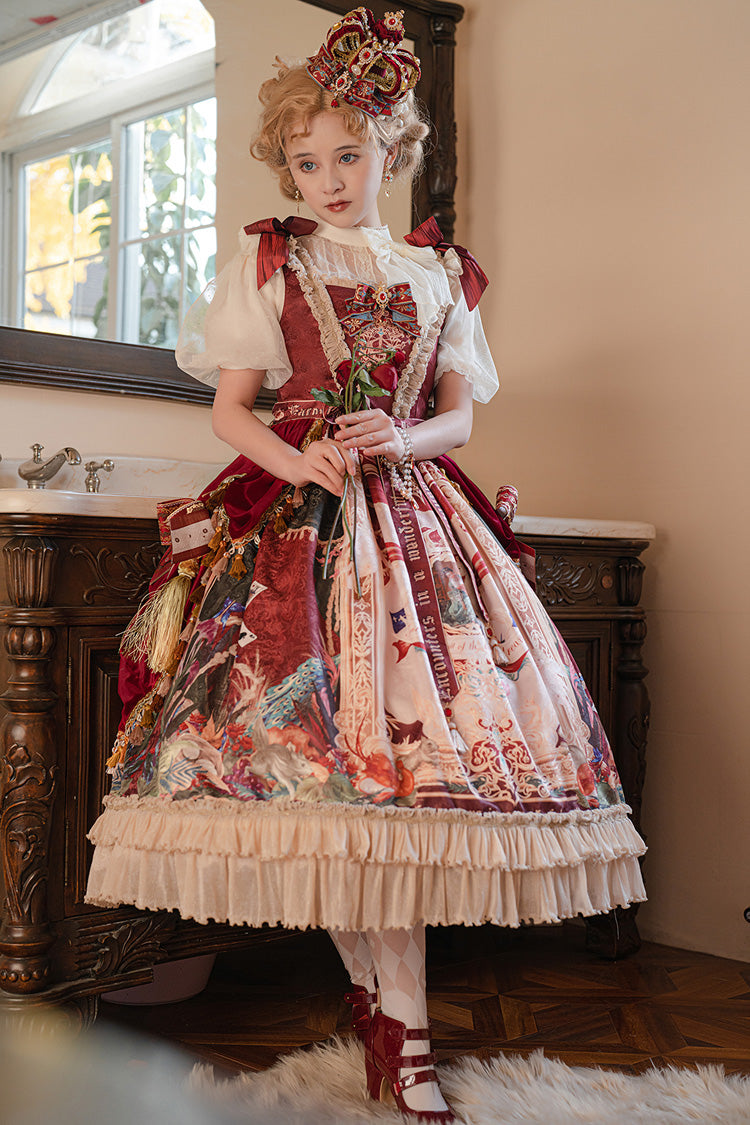 Lolita Jumper Skirt - Kaleidoscope Of Dreams, Red, Embroidered, Layered, Classic Style - additional product view 12