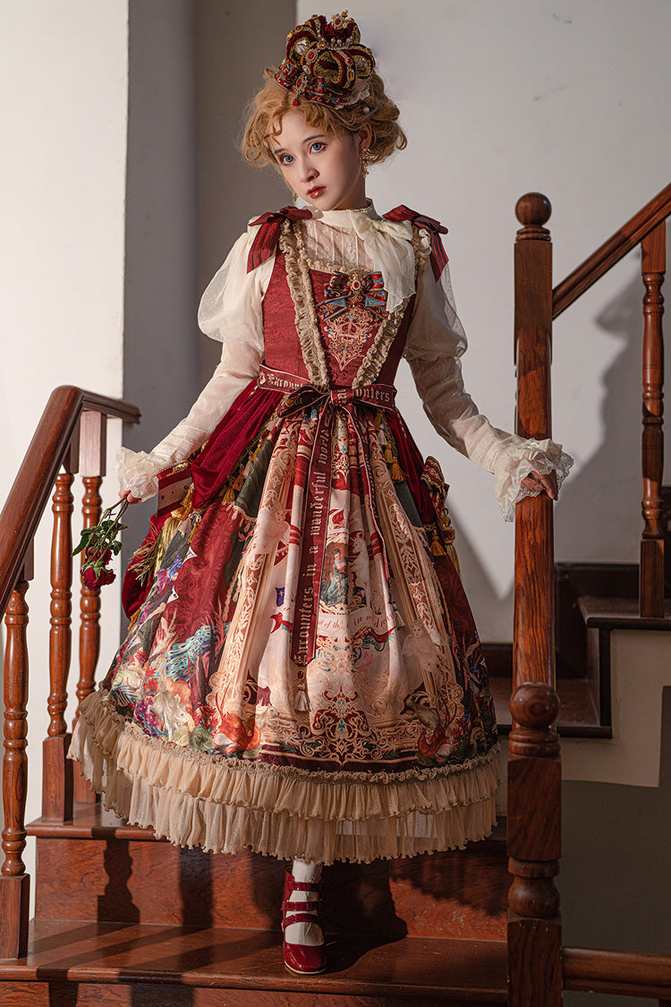 Lolita Jumper Skirt - Kaleidoscope Of Dreams, Red, Embroidered, Layered, Classic Style - additional product view 13