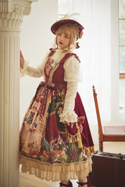 Lolita Jumper Skirt - Kaleidoscope Of Dreams, Red, Embroidered, Layered, Classic Style - additional product view 14