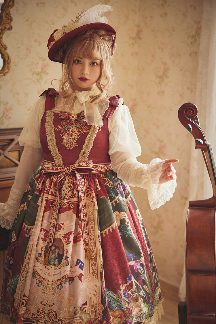 Lolita Jumper Skirt - Kaleidoscope Of Dreams, Red, Embroidered, Layered, Classic Style - additional product view 17
