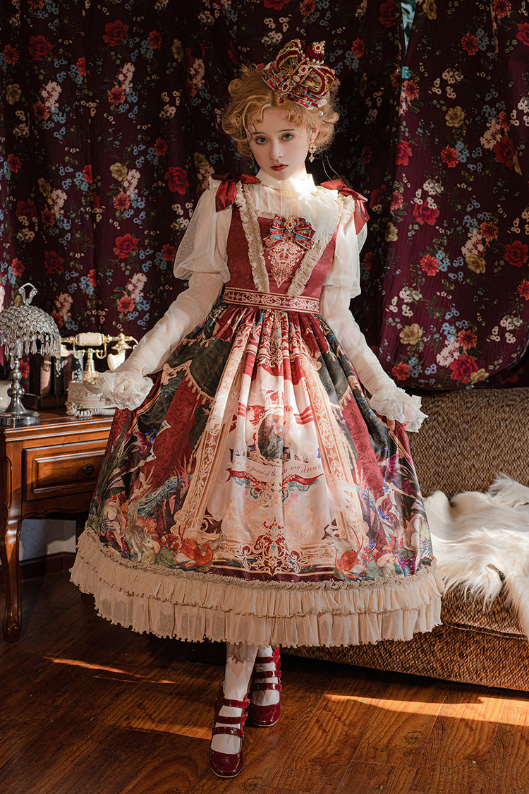 Lolita Jumper Skirt - Kaleidoscope Of Dreams, Red, Embroidered, Layered, Classic Style - main product image